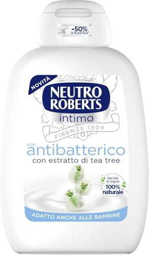 Neutro Roberts, Detergente Intimo Antibatterico, Detergente per l'Igiene Intima con Timo Oil, 100% Naturale - Ideale per Proteggere il tuo Intimo, Per Donne e Bambini - Flaconi da 200 ml