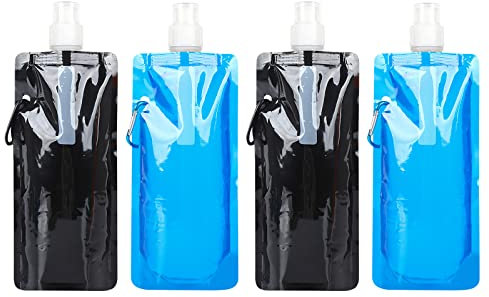 GLAITC Foldable Water Bottle,4 Pcs Collapsible Water Bottle Reusable Drinking Water Bottle Plastic Water Bag Reusable Drinking Water Bags with Clip for Outdoor Indoor Sports,Biking,Hiking,Travel