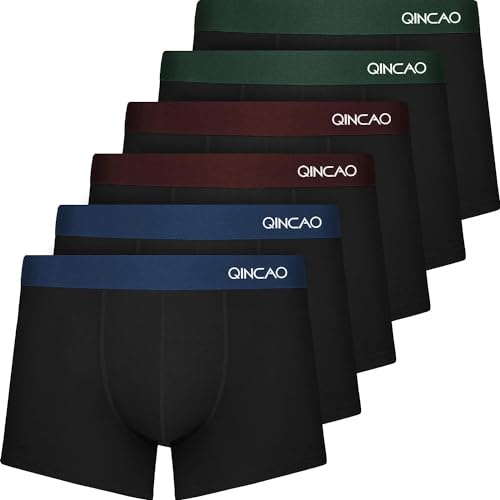 QINCAO Calzoncillos Hombre Boxer Paquete de 6, Suave y Ajuste Cómodo