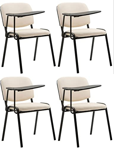 CLP Set di 4 sedie Ken con tavolo pieghevole Imitazione di pelle I Sedie per visitatori robuste con sedile imbottito Colore:crema