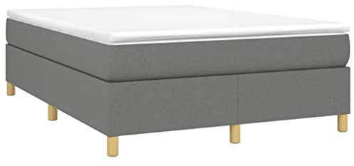 vidaXL Bettgestell, Polsterbett Bett für Schlafzimmer, Bettrahmen mit Lattenrost, Schlafzimmerbett Doppelbett, Dunkelgrau 140x200cm Stoff