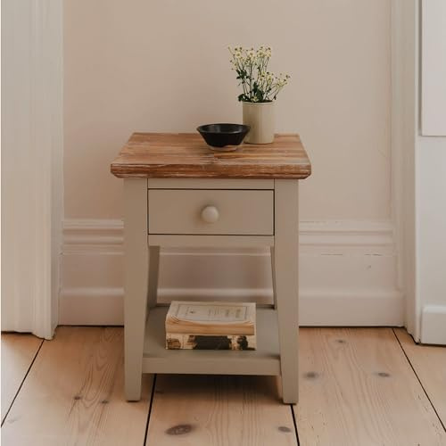 Statement Furniture Florence Wooden Sofa Table | Truffle Side End Table with Drawer and Shelf | Bedroom Bedside, Lamp Table for Living Room, Hallway | FULLY ASSEMBLED