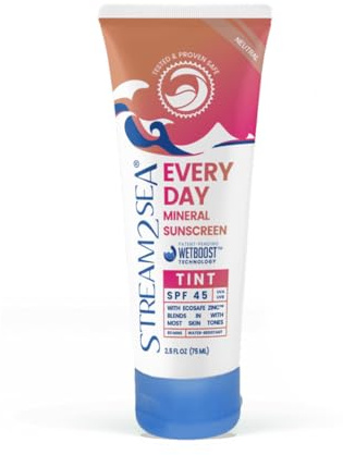 SPF 45 Every Day Tint Mineral Sunscreen | 2.5 Fl Oz Biodegradable, Paraben Free & Reef Safe | Non-Greasy Tinted Sunscreen For Face & Body Protection Against UVA & UVB