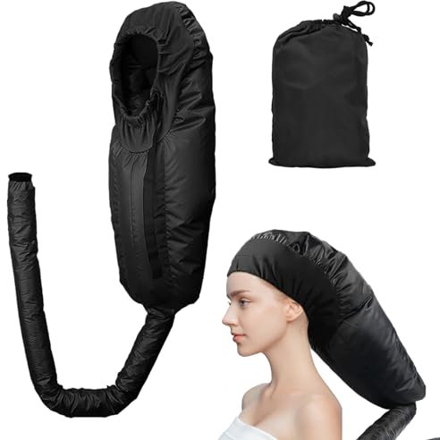 Wisebom Trockenhauben für Haare Bonnet Attachment für Haartrockner Einstellbar für Handhaartrockner-Kappe Motorhauben-haartrockneraufsatz für Styling, Locken und Tiefenpflege (Schwarz)