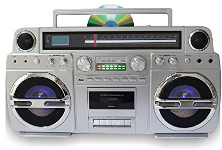 TechPlay Monster Pro 1980S-Style Boom Box CD Player, Cassette Player/Recorder, AM/FM, USB, Bluetooth Speaker with Built-in Rechargeable Battery…