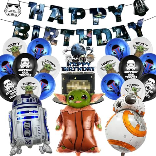 Mizijia 20 Stück Sta War Geburtstag Party Set für Junge - Yda Luftballons, Kindergeburtstag Deko, War Ballons Set für Kinder