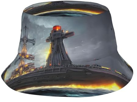 Chapeau cloche unisexe imprimé palmier rocheux pour toutes les activités de plein air, Navire nucléaire géant, taille unique