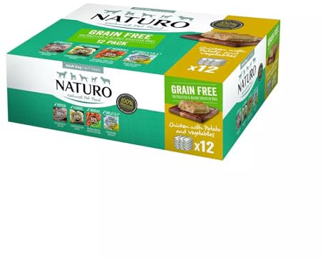 Naturo Adult Grain Free Dog Food, Chicken & Potato with Vegetables, 12 x 400g Trays