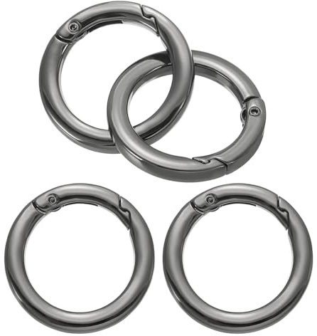 PATIKIL 41mm Anelli a Molla Trigger Piatto OD, 4 Pezzi Metallo Rotondo Chiusura Clip a Scatto Molla Portachiavi Gancio Fibbia per Borsetta Borsetta Artigianato Creazione, Nero