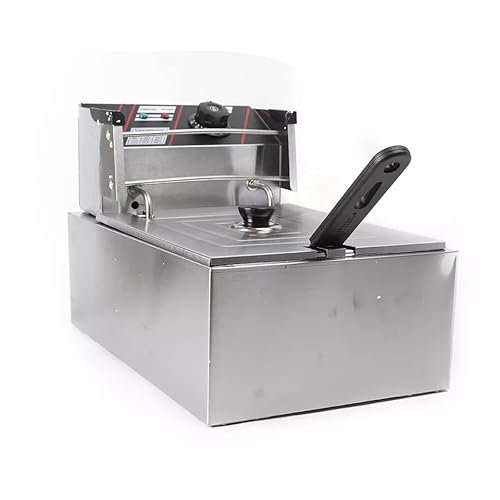 Freidora de acero inoxidable, 2500 W, capacidad de 5,5 litros, freidora eléctrica de zona fría, freidora profunda, termostato ajustable, depósito de aceite extraíble, color plateado