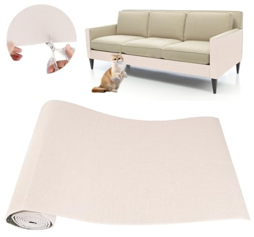 Protezione Divano Graffi Gatto: DIY Tiragraffi per Divano Tappeto Tiragraffi per Gatti Autoadesivo 200x40cm - Ideale per Divani, Mobili e Pareti, Sisal e Moquette (Beige, 40×200cm)