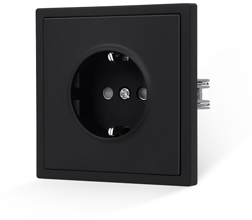 JIMEIDA Steckdose Schwarz Matt Unterputz 1 Fach Glattes Hautgefühl mit Steckklemme 16Amp Schuko Steckdose Wandsteckdose 80 * 80mm
