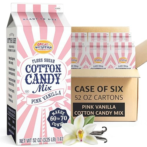 Premium America Pink Vanilla Cotton Candy Floss Sugar Carnival-Style Fluffy Fun, Pre-Mixed & Ready to Use for Parties, Events & Festivals 3.25 lb Cartons Case of 6