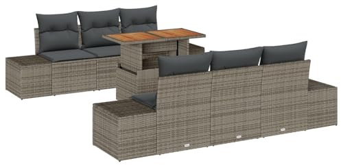 vidaXL Trädgårdsoffset 7 st Grå Poly rattan