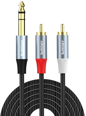 ANDAPA 2M Cable de Audio 1/4 a RCA - Divisor Y 6.35mm TRS a RCA Dual