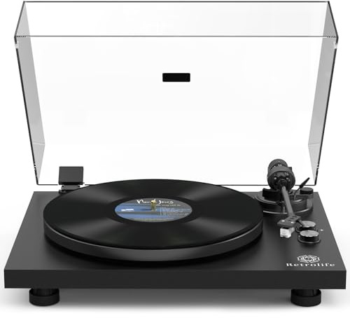 Record Player Wireless Output Turntable Carbon Fiber Tonearm Vinyl Player Aluminium Platter Belt-Drive LP Turn Tables 2 Speed RPM Phono RCA Line Output AT-3600L MM Cartridge Audio Sound Pure Black