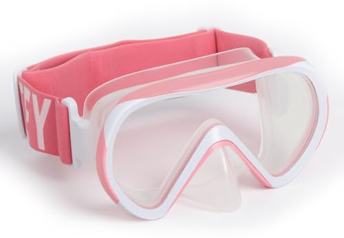 HIKOTEY dykglasögon för barn med tygband, anti-läckage snorkelmask och elastiskt tygband, snorkelmask 180° Panorama HD, anti-dimma, anti-läckage dykmask för 4–16 år (rosa 1)