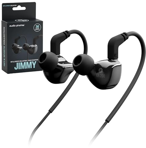 audio pirates – Jimmy KK-200 – in-ear hörlurar, jackkontakt, fodral, Hi-Fi-ljud, 3 m kabel, 6,3 mm adapter, 3 öronproppsstorlekar – HiFi-hörlurar, PC-hörlurar, sporthörlurar, jackkontakt (1)