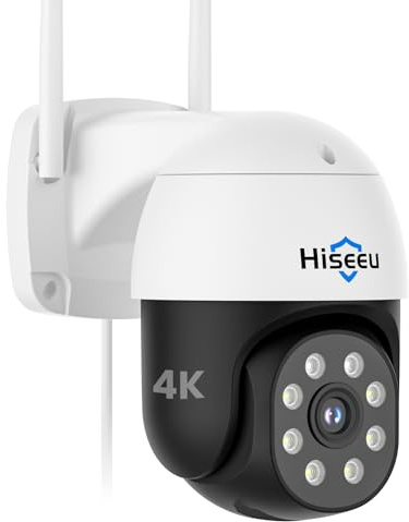 Hiseeu 4K säkerhetskamera utomhus, PTZ digital zoom Wifi säkerhetskamera