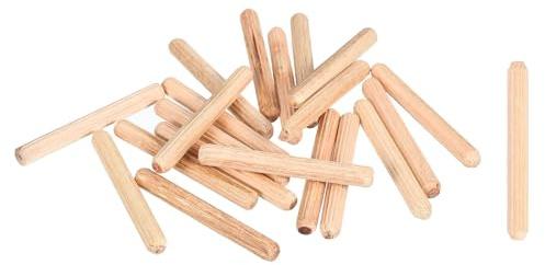 QUARKZMAN 50 Piezas De Clavijas De Madera De 1/4x2 (6mmx50mm), Clavijas De Madera Dura Con Extremos Biselados Y Acanalados, Barras De Madera Acanaladas Para Muebles, Manualidades Y DIY