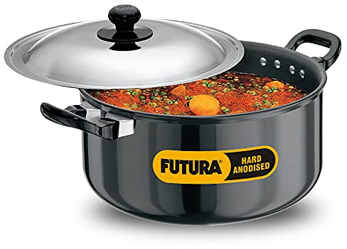 FUTURA Hard Anodised Stewpot, 5 LITER, Black