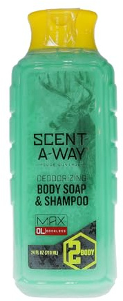 Hunters Specialties Scent-A-Way MAX Liquid Body Soap & Shampoo - Hunting Odorless Green Soap Scent Eliminator for Hunters, Trappers, Anglers, and Campers - 24 OZ