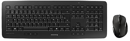 CHERRY DW 5100, Ensemble Clavier et Souris Sans Fil, Disposition Française (AZERTY), Radio 2,4 GHz, Plug & Play, Souris Ergonomique pour Droitiers, Piles, Noir