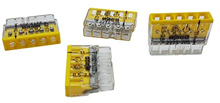 30 Stück Wago 2273-205 COMPACT-Verbindungsdosenklemme Ø 0,5-2,5 mm², 5-polig, transparent/gelb