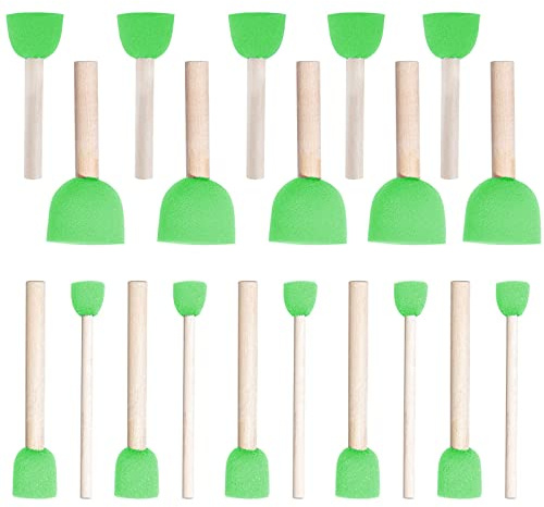WAFJAMF 20 Pcs Assorted Size Round Sponges Brush Set, 4 Size DIY Paint Tools – Yellow