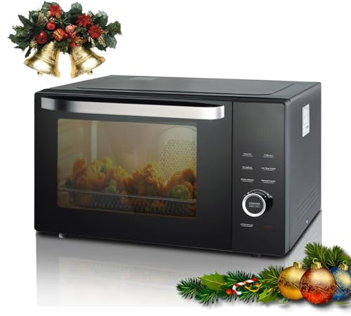 Techomey Microondas con Grill 2400W, Horno Microondas Combinado, 4 EN 1 Microondas con Grill para 10 Automáticos Menús, 1000W Microondas Combinado, Acero Inoxidable, 34L