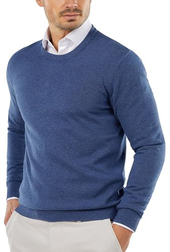 COOFANDY Men's Jumpers Crew Neck for Men UK Knitted Sweater Long Sleeve Winter Jumpers Mens Sweaters Navy Blue M