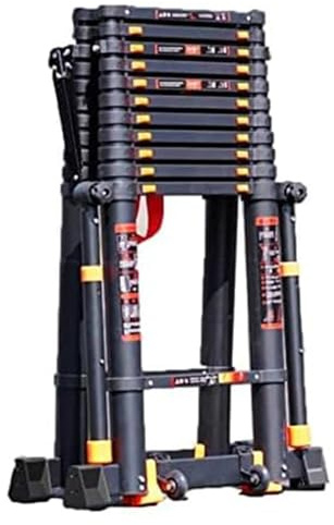 LQSYBHD Telescoping Ladder Portable Multi-Purpose A-Frame Ladder for Home,Industrial Portable Aluminum Folding Extension Ladder with Sway Bar(Size:4.7+4.7m)
