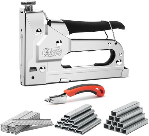 Handtacker Set Profi Tacker für Holz 3 in 1 Tackerpistole mit 3000 Klammern und Klammerentferner Tackerpistole Einstellbarer Schusskraft für Renovierungen,Dekoration,Möbelbau, Polstern