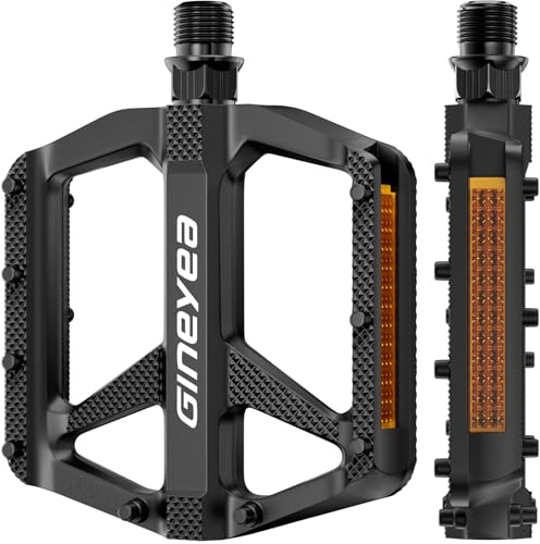 Gineyea Bike Pedals, Universal Fit 9/16 Non-Slip Lightweight Nylon Fiber Bicycle Pedals Wide Flat Platform for Road Mountain BMX MTB Bike