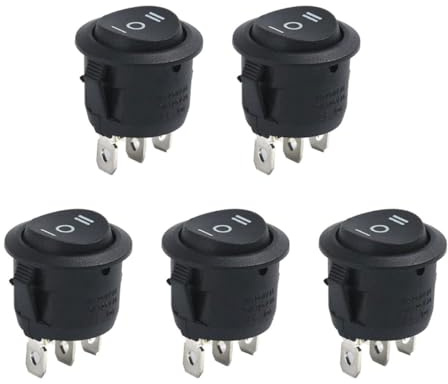 5 Stück Wippschalter Eingebettet Runde Wippschalter Kippschalter 3 Positionen Einbauschalter Einrastbare Rund Lampenschalter Kippschalter Beleuchtet Für Auto Boot Haushaltsgeräte