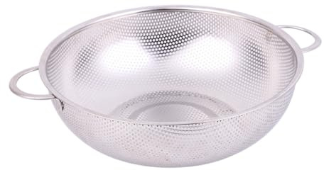 Garneck Colador Acero Inoxidable Doble Asa Cesta Drenaje Multiuso para Frutas Verduras y Arroz Resistente y Apto Lavavajillas