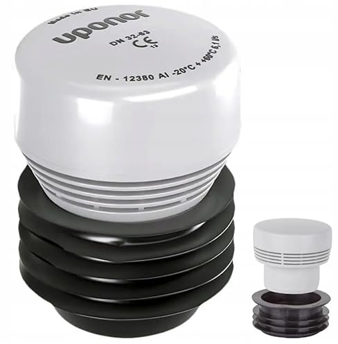 WYSKONT Aeratore per tubi DN32-63 HypAir Balance – Valvola di ventilazione per installazione sanitaria, compensazione della pressione negativa, contro glucker e odori del canale, EN 12380, montaggio