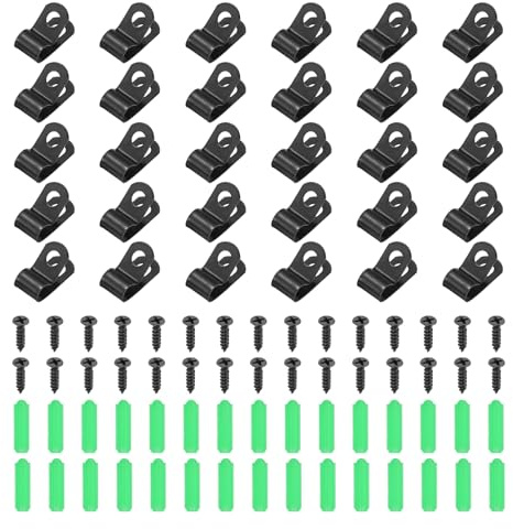 QUARKZMAN 30Pcs 6mm(1/4) Morsetti Per Filo Da Recinzione, Clip Di Montaggio Per Recinzioni Agricole Tipo R Con Viti E Tubi Di Espansione Per Fissare Fili Saldati A Recinzioni In