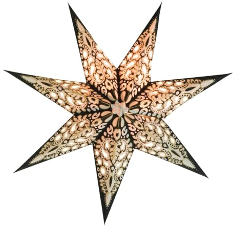 GURU SHOP Vikbar adventsbelyst pappersstjärna, julstjärna 60 cm - Priamos svart, stjärnfönsterdekoration