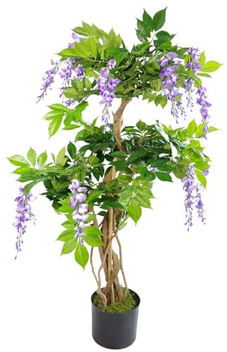 Leaf Hoja de 110 cm de Planta Artificial, árbol de glicina Morada