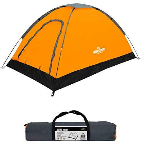 Milestone Camping 18829 Dome Tent/Sleeps 1 Person/Water Resistant/Portable Carry Bag Included/Double Zipper Door & Mesh Window / 100cm x 120cm x 200cm