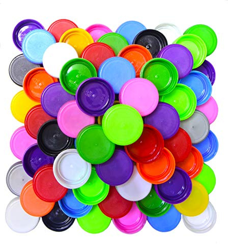 Awgusu Pack of 100 Assorted Colors Plastic Bottle Caps DIY Craft Scrapbook