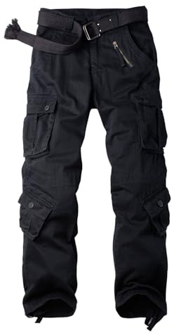 Alfiudad Womens Cargo Pants with Pockets, Women's Casual Military Army Hiking Combat Tactical Work Pants Trousers,Black,30(US 10)
