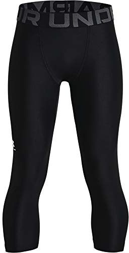 Under Armour Boys' HeatGear Leggings, Black / / White (001), Youth M, 1361741