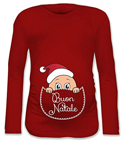 Babloo Maglia Premaman Tshirt maternità Natalizia Bimbo Tasca Buon Natale Regalo per Il Natale Manica Lunga