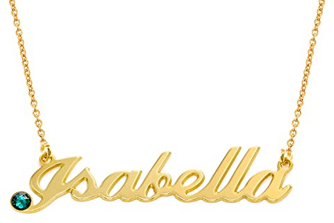 MYKA - Collana con Nome con Stile Diamante in Oro o Placcato Oro 18K o Argento 925 Personalizzabile in Corsivo Regalo per le Donne Mogli Madre Nonne Fidanzate (Oro Vermeil 18K)
