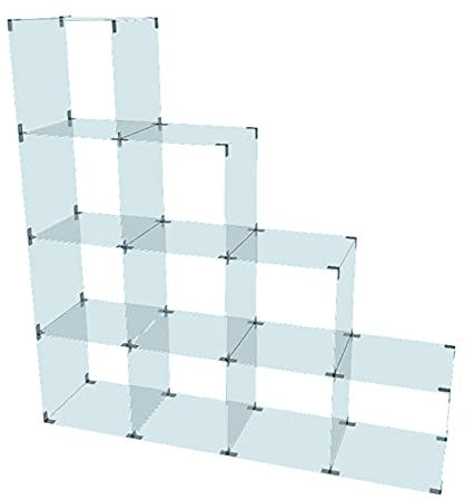 Glassteckvitrine „Treppe“ 3 Elemente | Glasregal Vitrine 10 Fächer á 30x30cm Sicherheitsglas Verkaufsvitrine Ausstellungsvitrine Messevitrine Verkaufsregal Schaufenstervitrine (30 x 30 cm)