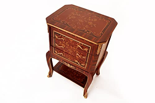 MACE - Baroque Louis XV - Chest of Drawers Chest of drawers -Bedside Table Made of Beech Wood - Classic Furniture - For Living Room, Bedroom, Hallway, for All Rooms, Brown, Width 48 cm