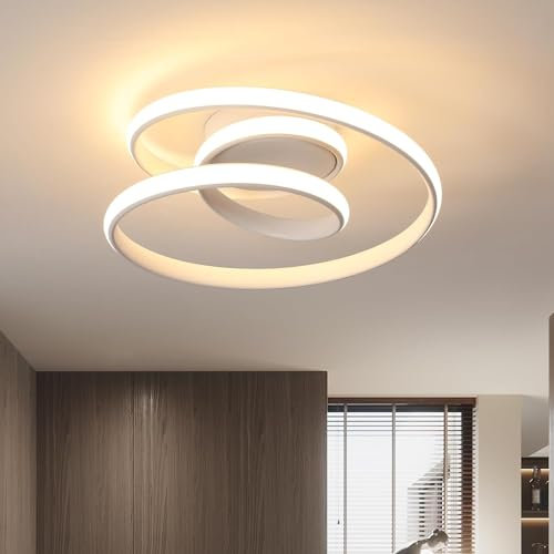 Comely Plafoniera LED Moderno, 36W 4000LM Lampada da Soffitto Design a Spirale, Lampadario LED Luce Calda 3000K per Soggiorno Camera da Letto Cucina Corridoio, Bianco