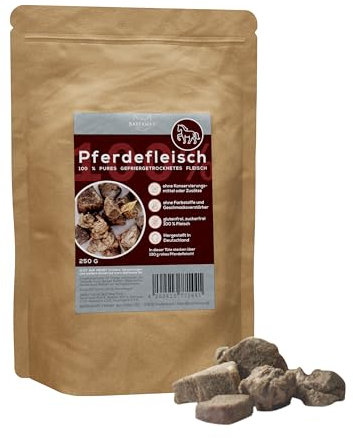 BARFAWAY gefriergetrocknetes Pferdefleisch, Premium Muskelfleisch, allergikerfreundlich, gesunde Hundeleckerlies, getreidefrei, zuckerfrei, 100% natürlich ohne Zusätze, Deutsche Herstellung, 250 g